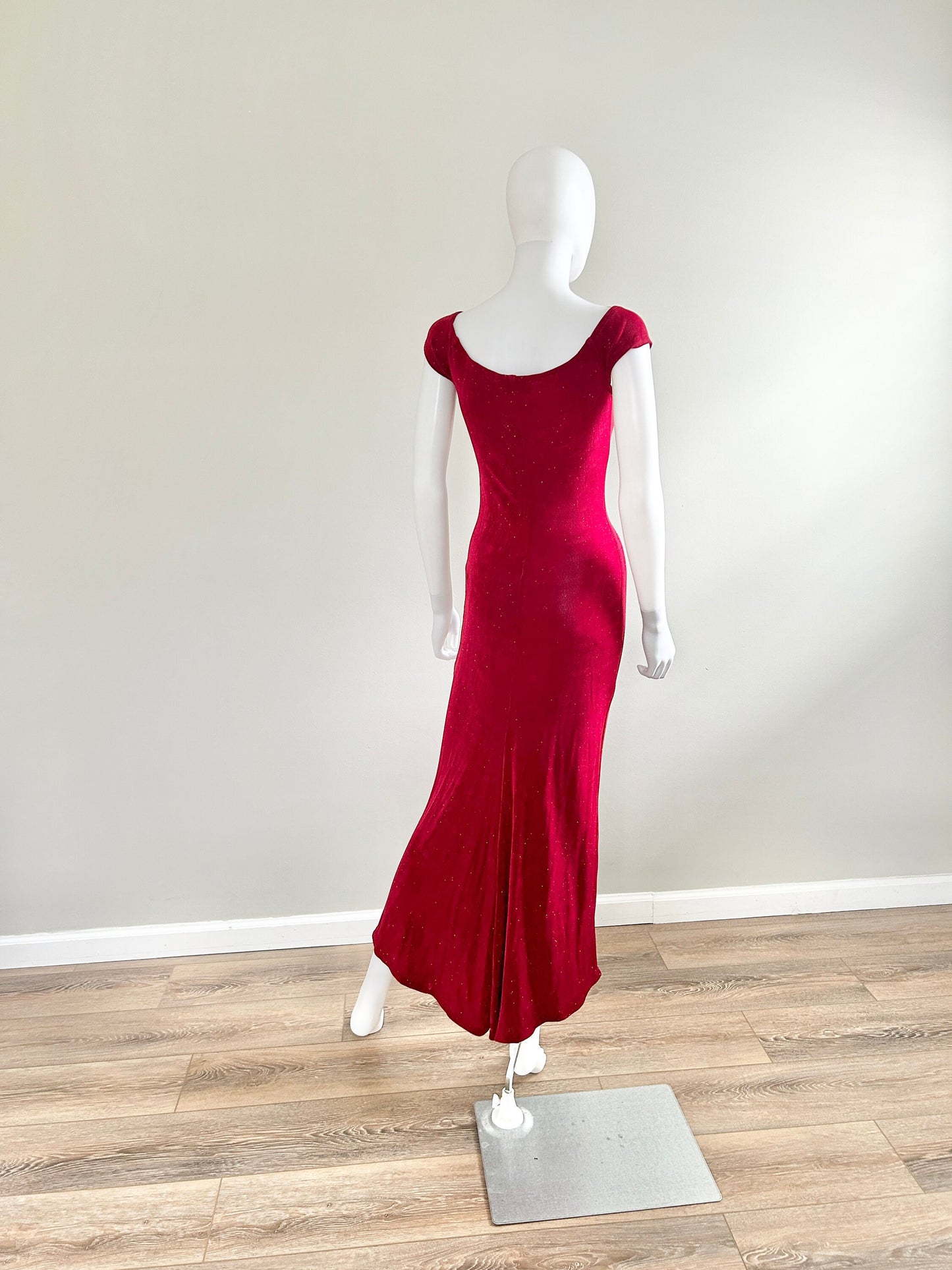 Vintage 1990s Red Body Con Formal Dress / 90s Jessica McClintock for Gunne Sax dress / Size XS S