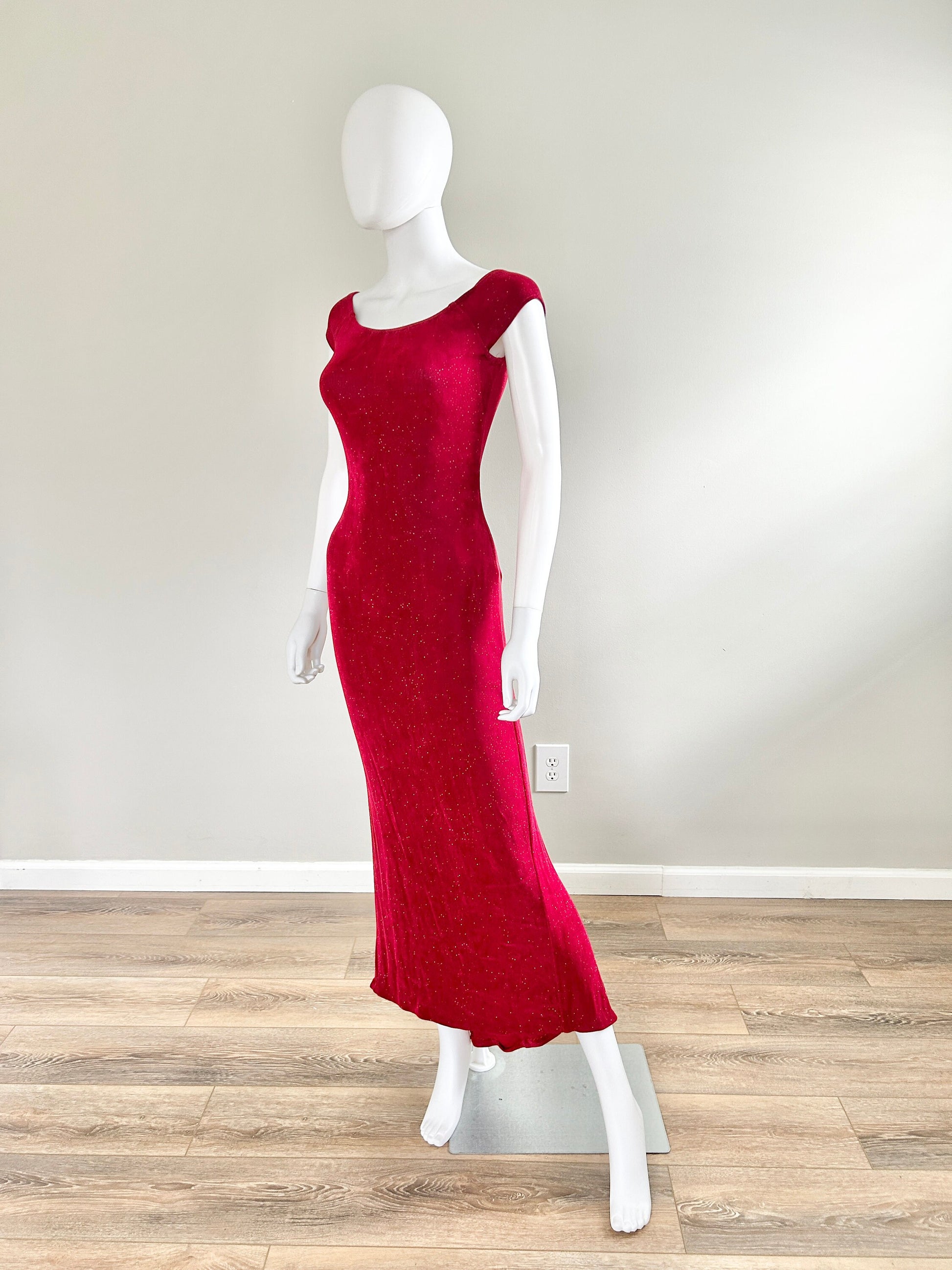Vintage 1990s Red Body Con Formal Dress / 90s Jessica McClintock for Gunne Sax dress / Size XS S