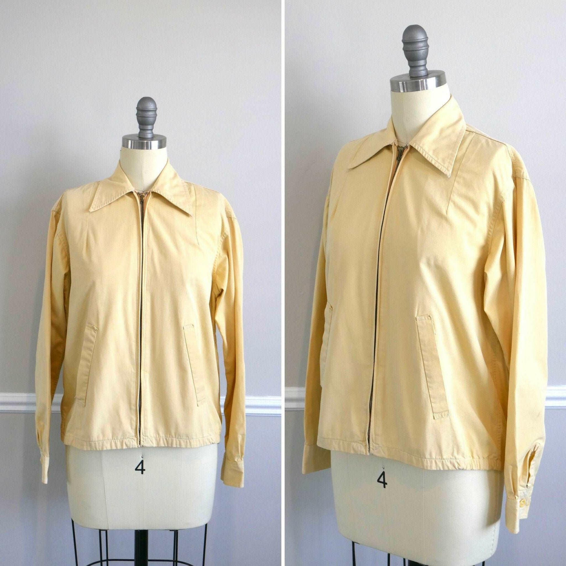 ON SALE Vintage 1930s Yellow Jacket / 40s retro coat dagger collar sportswear RARE size S M L