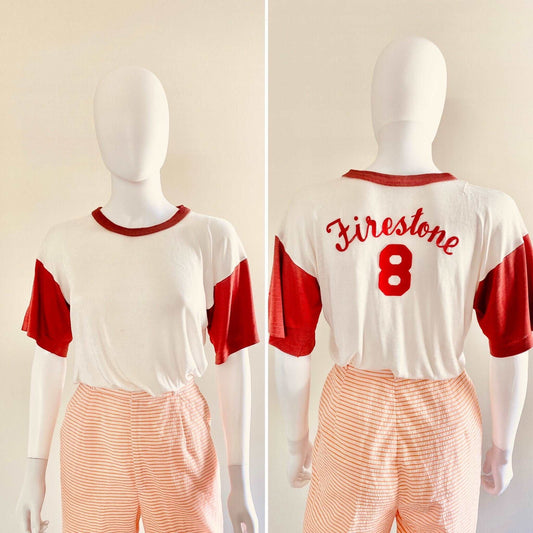 Vintage 1940s Baseball Tshirt / 40s retro Rayon tshirt / Size S M