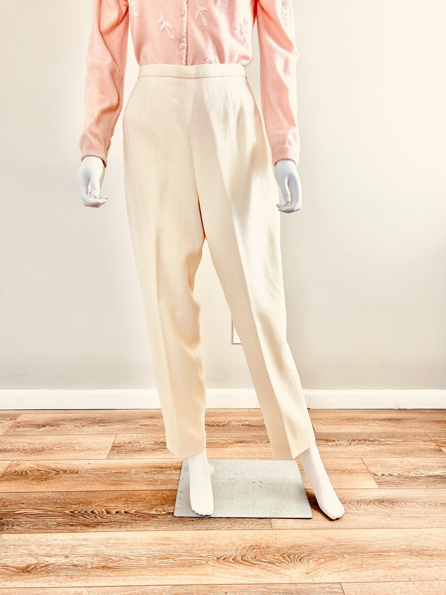 Vintage 1990s White High Waisted Trousers / 90s high waist pants / Size M
