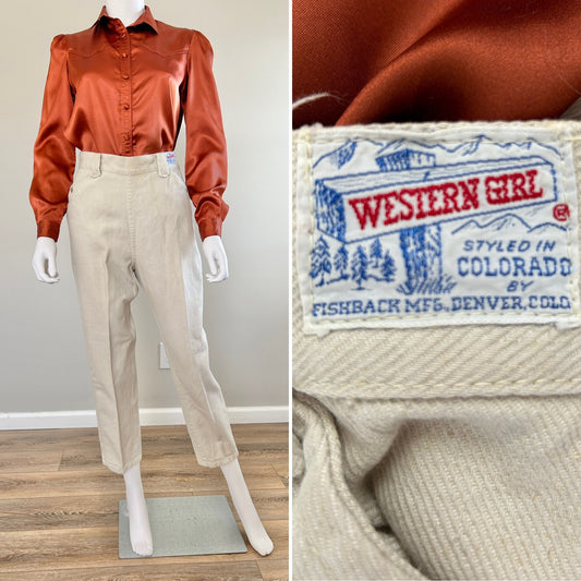 Vintage 1950s Western Denim Jeans / 50s Retro Side Zip Jeans / Size XS S